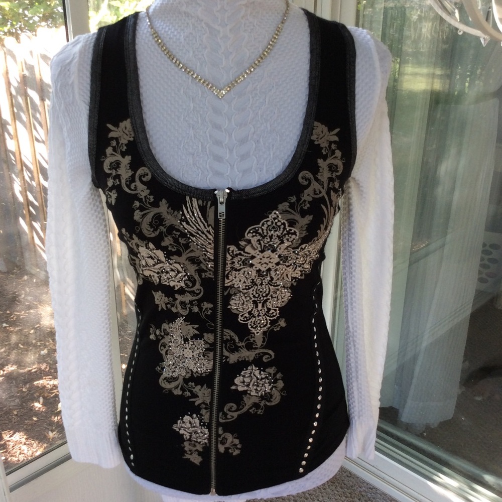 🖤FROM LOS ANGELES BUS STOP Edgy Bling Tank Top Size M